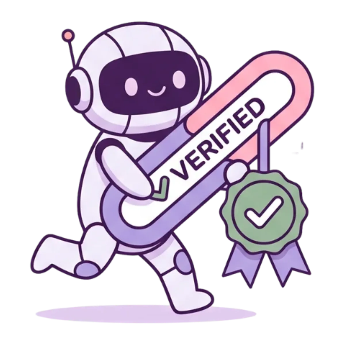 Provestats robot carrying a verified paperclip badge